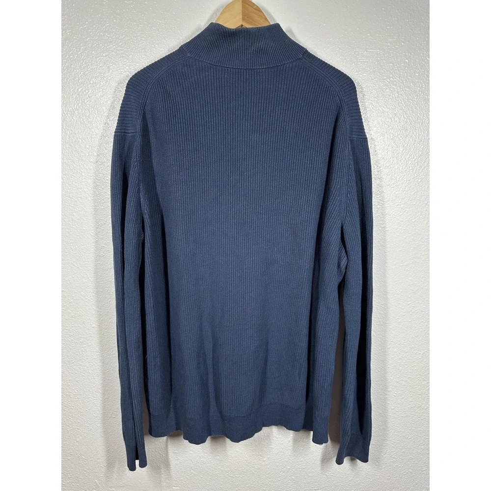 Banana Republic Sweater Mens‎ Extra Large Blue Mock Neck Button Henley Ribbed